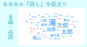 アンケート「あなたの推しを教えて」自然や名所に関する回答抜粋。